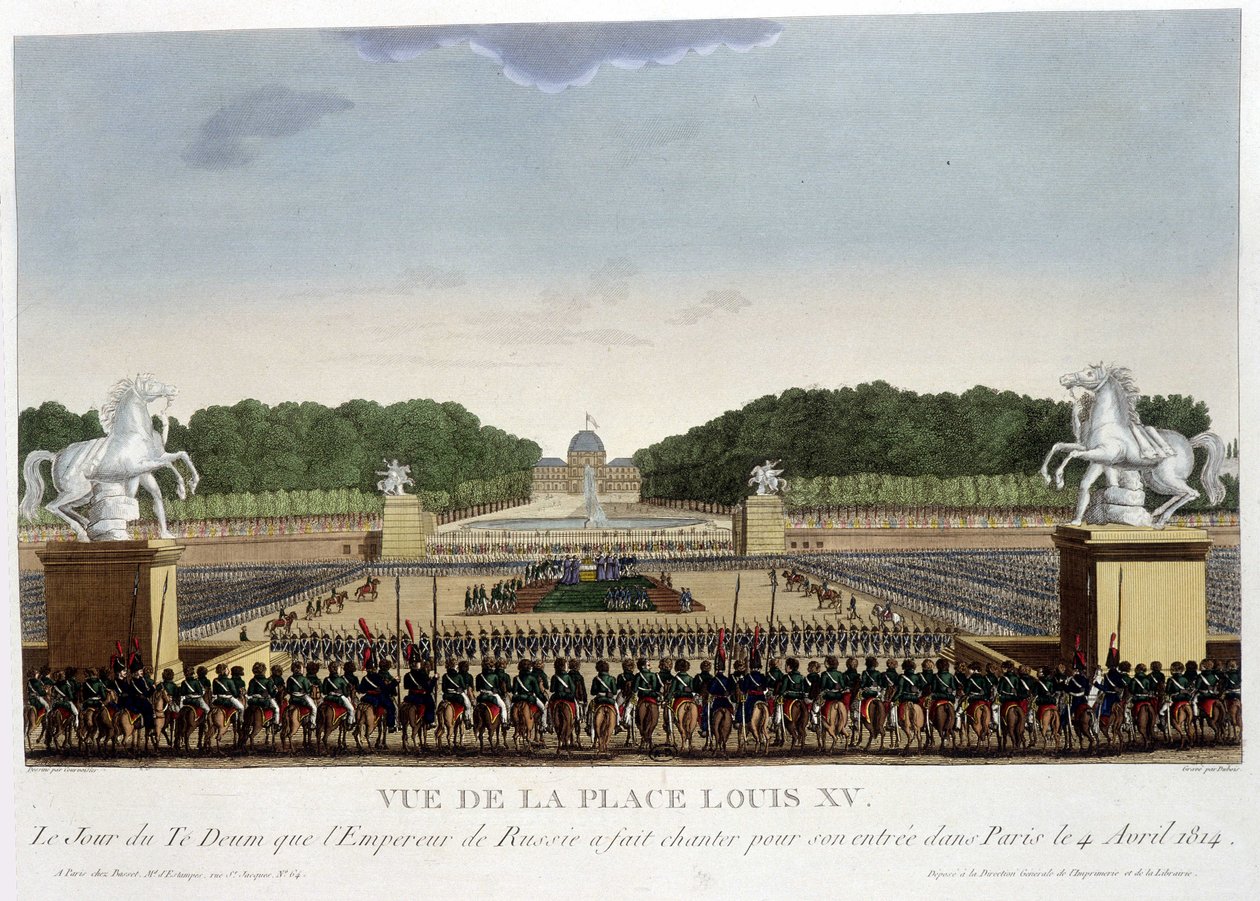 Lugar Luís XV (do Concorde), por volta de 1820 em "Vues de Paris" de Courvoisier 1827 de Henri Courvoisier Voisin