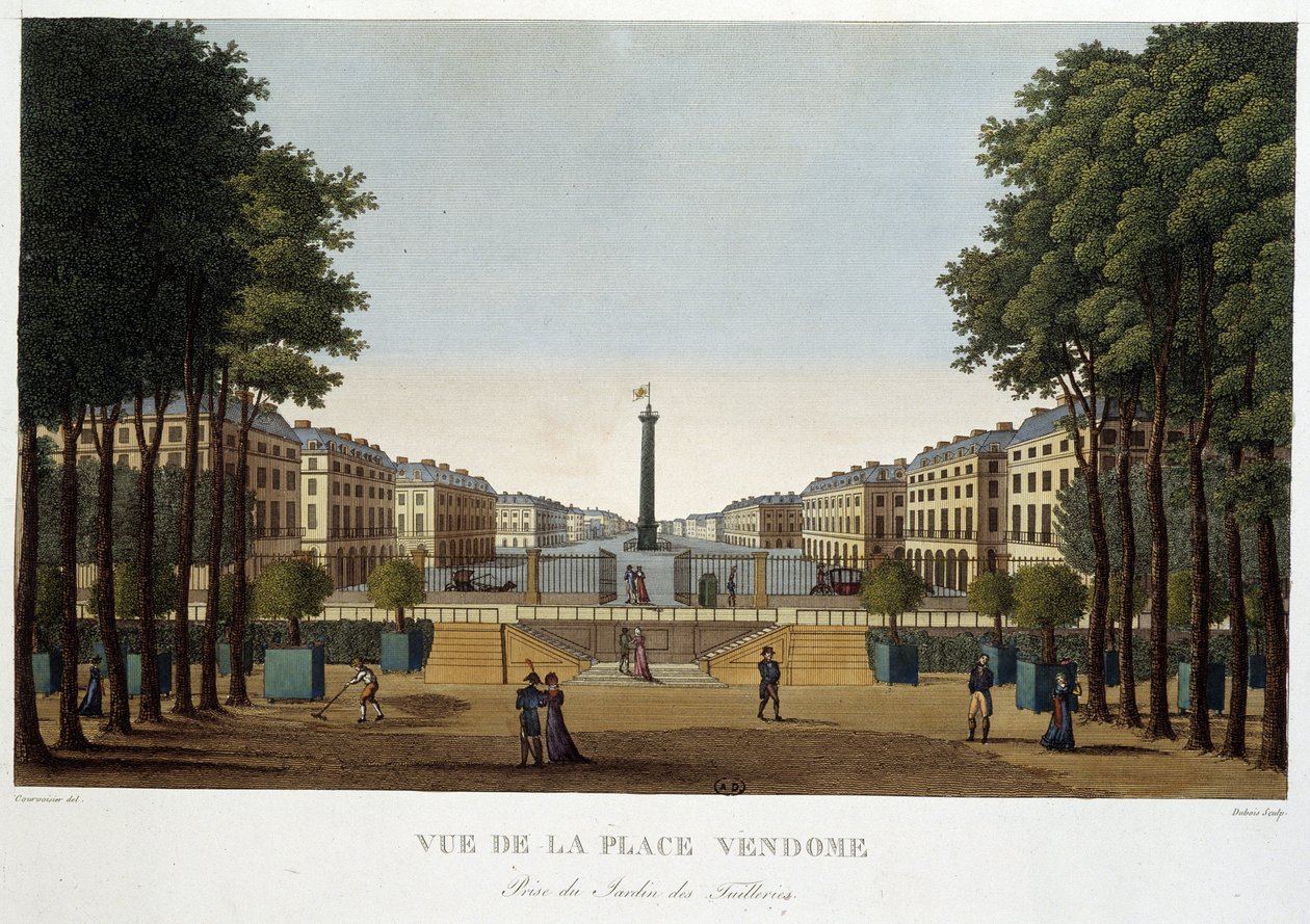 Place Vendôme, vista de um jardim - Paris por Courvoisier de Henri Courvoisier Voisin