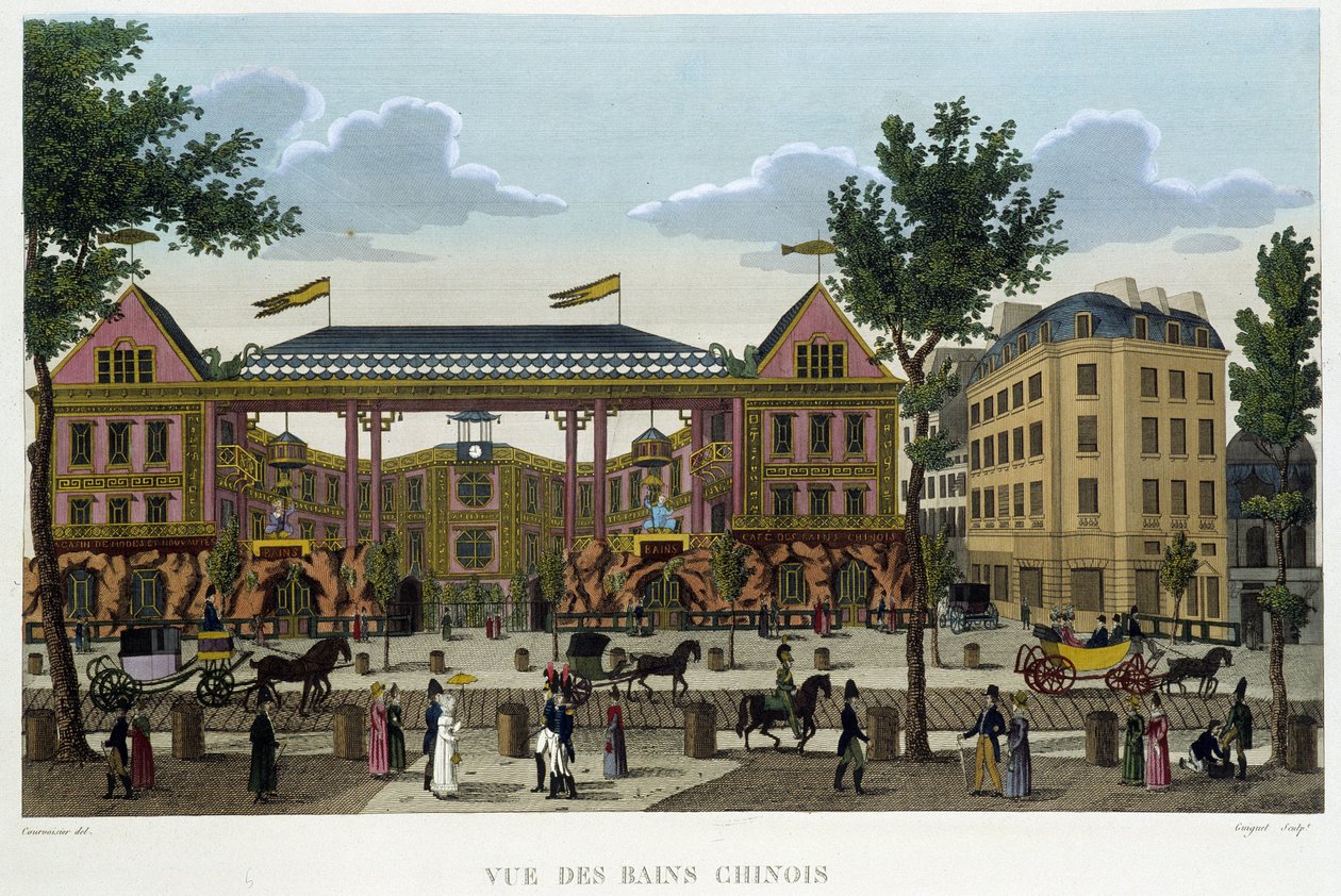 Os banhos chineses, cerca de 1820 em "Views of Paris" de Courvoisier 1827 de Henri Courvoisier Voisin