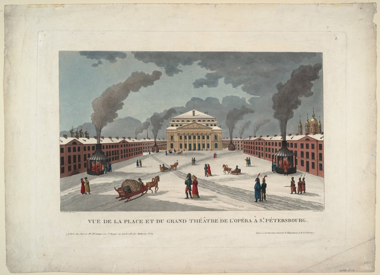 Teatro Bolshoi Kamenny Imperial de São Petersburgo, c. 1811 de Henri Courvoisier Voisin