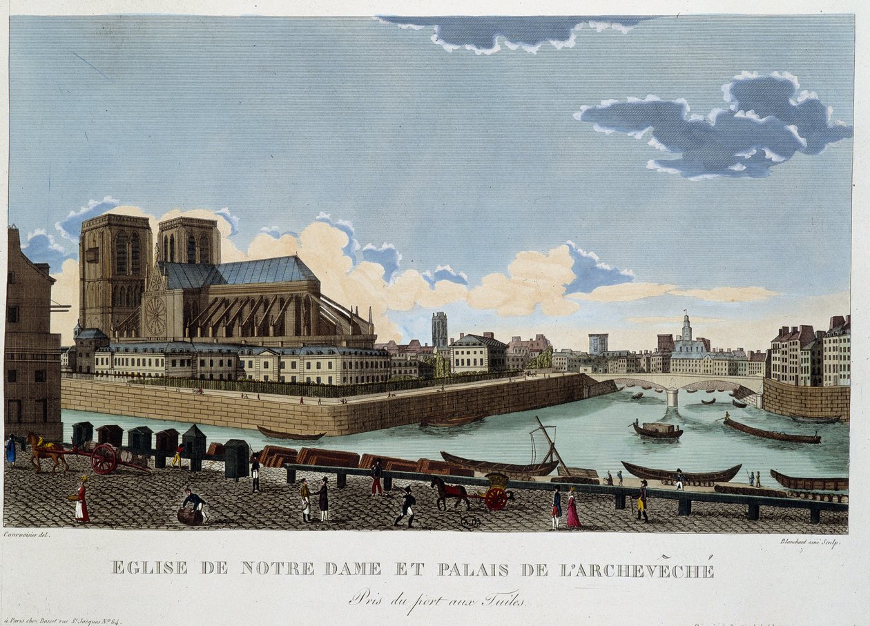 A igreja de Notre-Dame e o palácio do Archevéché - em "Views of Paris" de Courvoisier de Henri Courvoisier Voisin