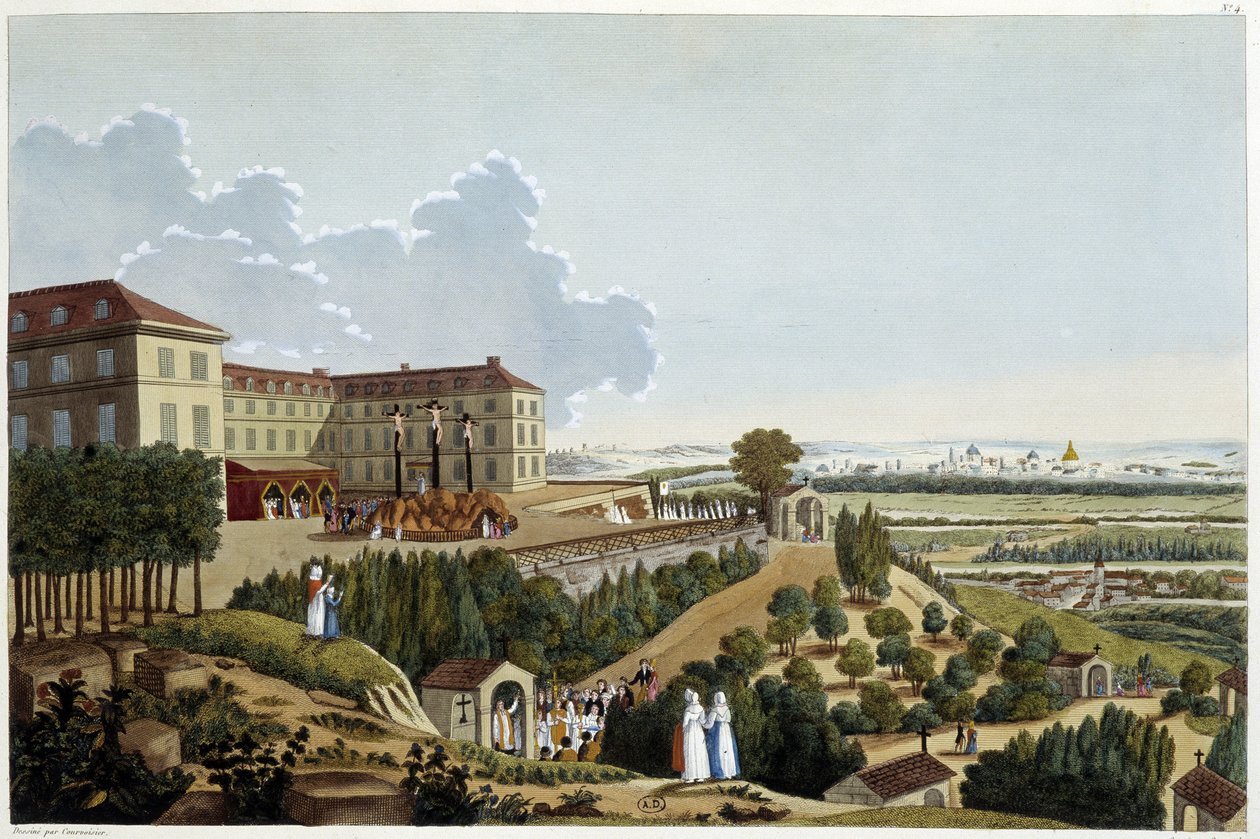 Vista do Calvário, durante as festas do Ste Croix, em Suresnes - em "Vues de Paris" de Courvoisier de Henri Courvoisier Voisin