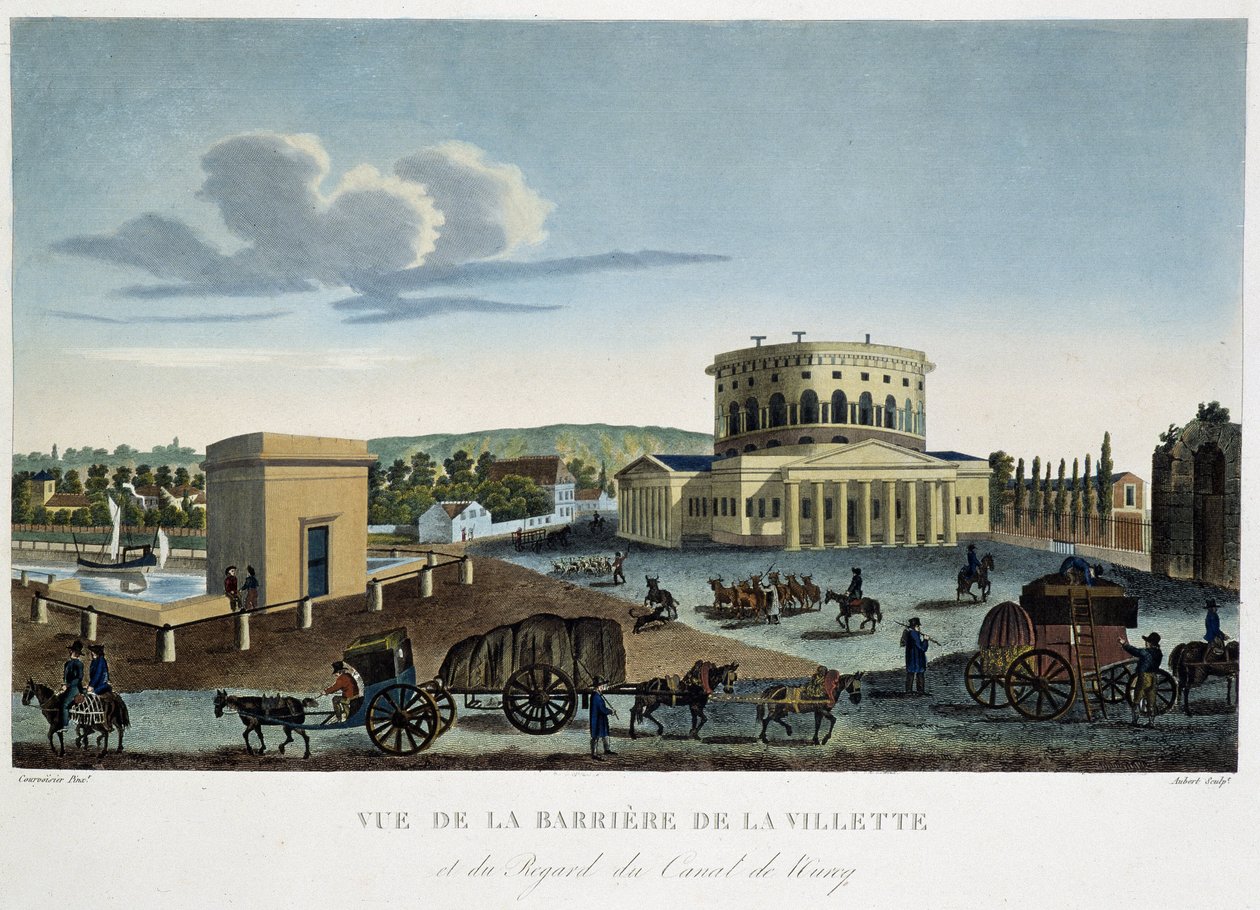 Vista da Barreira de la Vilette - em "Vista de Paris, por volta de 1810": Les Barriers de Paris" de Courvoisier de Henri Courvoisier Voisin