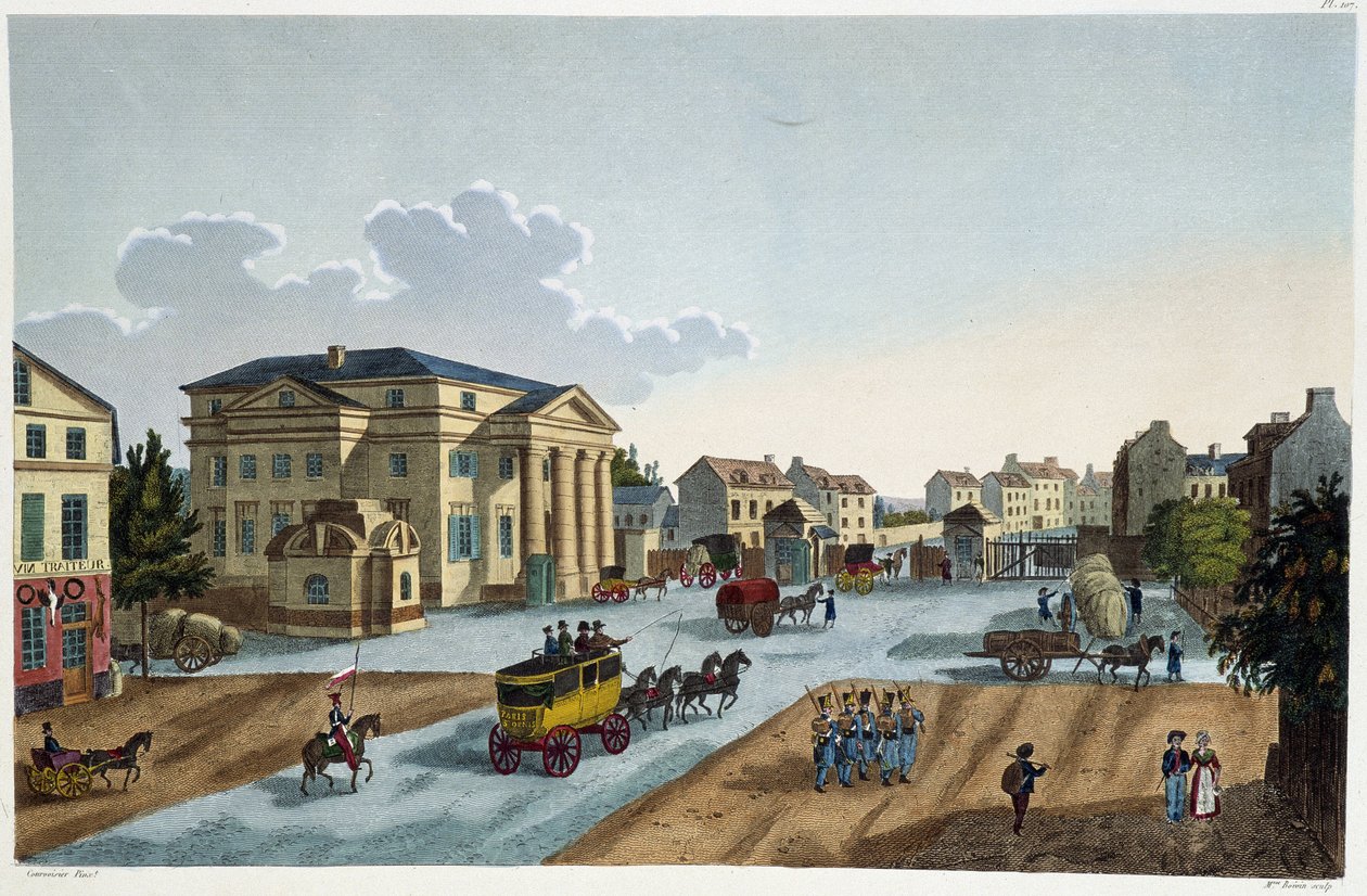 Vista da Barrière St Denis - em "Vista de Paris, por volta de 1810: as Barreiras de Paris" de Courvoisier de Henri Courvoisier Voisin