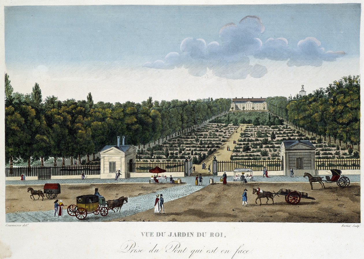 Vista do Jardin du Roi (Jardim das Plantas) tirada da ponte em frente - em "Vistas de Paris" por Courvoisier de Henri Courvoisier Voisin