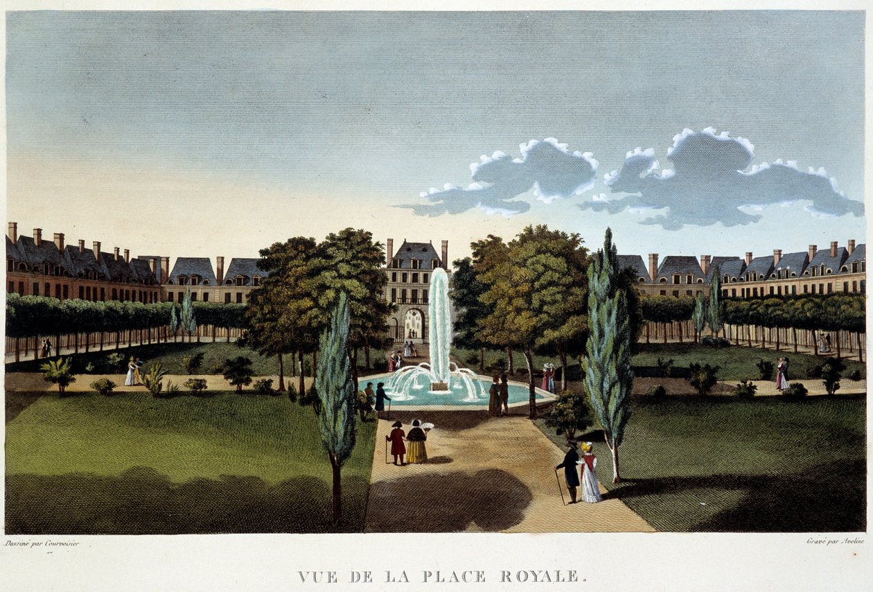 Vista da Place Royale (Place des Vosges) - Paris por Courvoisier de Henri Courvoisier Voisin