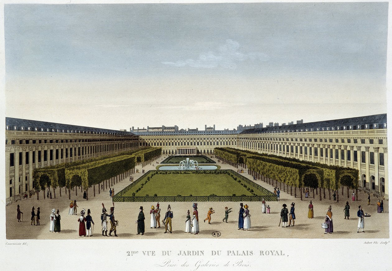 Vista do Jardim do Palácio Real - em "Views of Paris" de Courvoisier de Henri Courvoisier Voisin