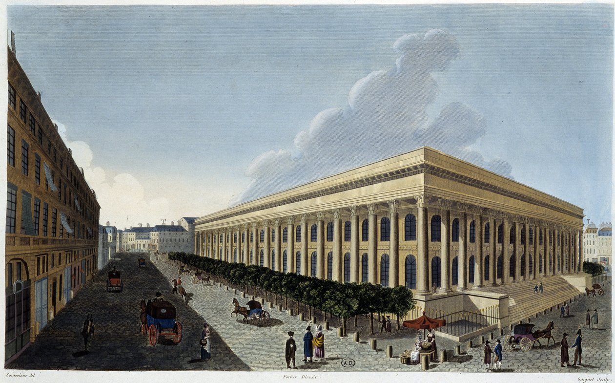 Vista da nova Bolsa e do Tribunal de Comércio - in "Vues de Paris" de Courvoisier de Henri Courvoisier Voisin