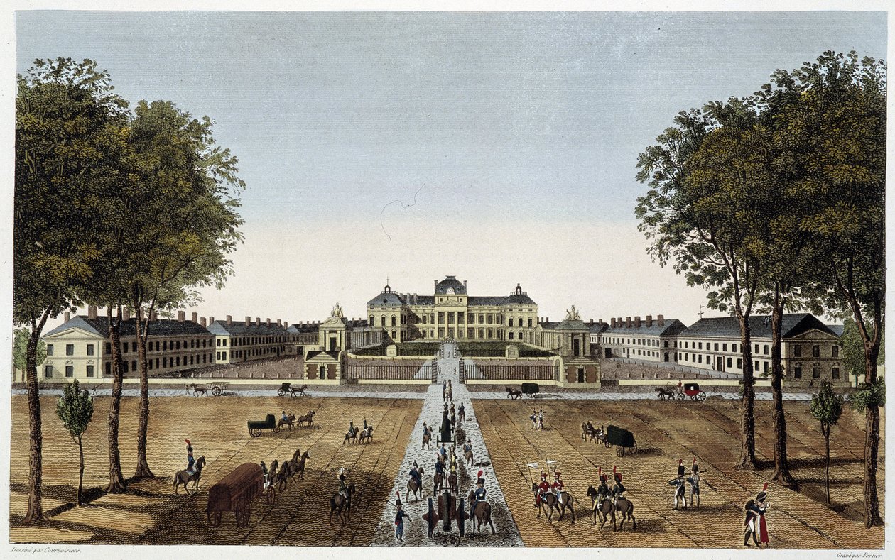 Vista da Escola Militar Real, vista da Avenida Vaugirard, ca. 1820 - em "Vues de Paris" de Courvoisier de Henri Courvoisier Voisin