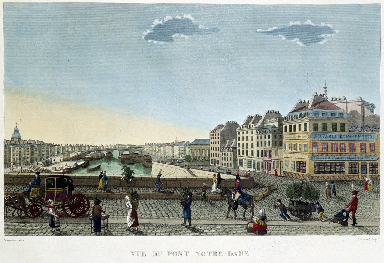 Vista da ponte Notre-Dame - em "Vues de Paris" de Courvoisier de Henri Courvoisier Voisin