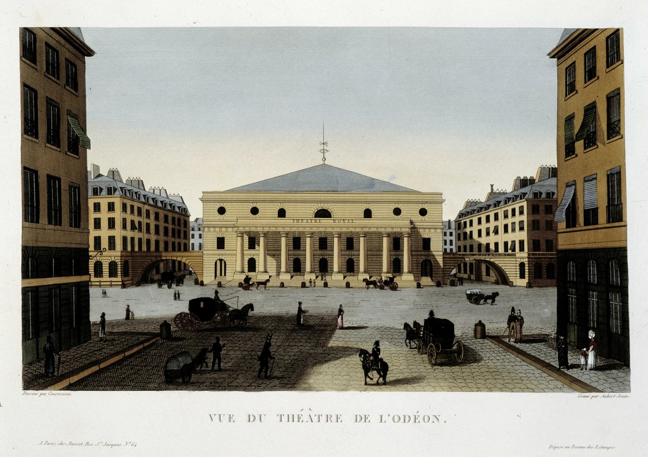 Vista do teatro Odeon - em "Vues de Paris" de Courvoisier de Henri Courvoisier Voisin