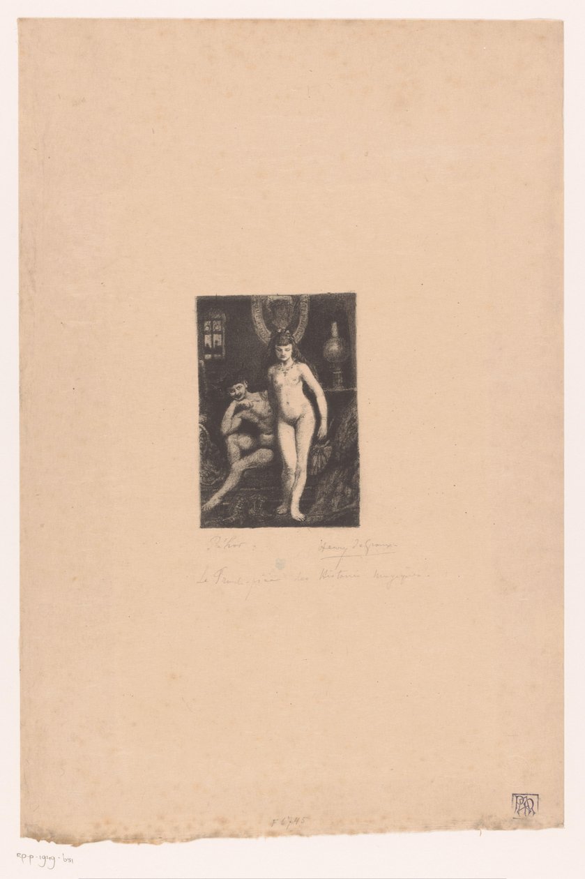 Mulher nua em pé e homem nú sentado de Henri De Groux (signed by artist)