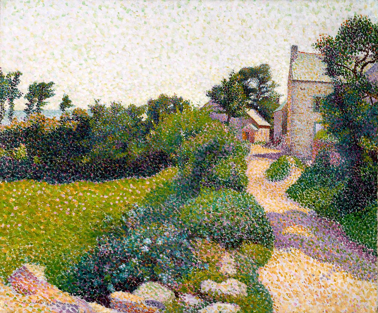 A estrada à luz do sol (óleo sobre tela) de Henri Delavallee