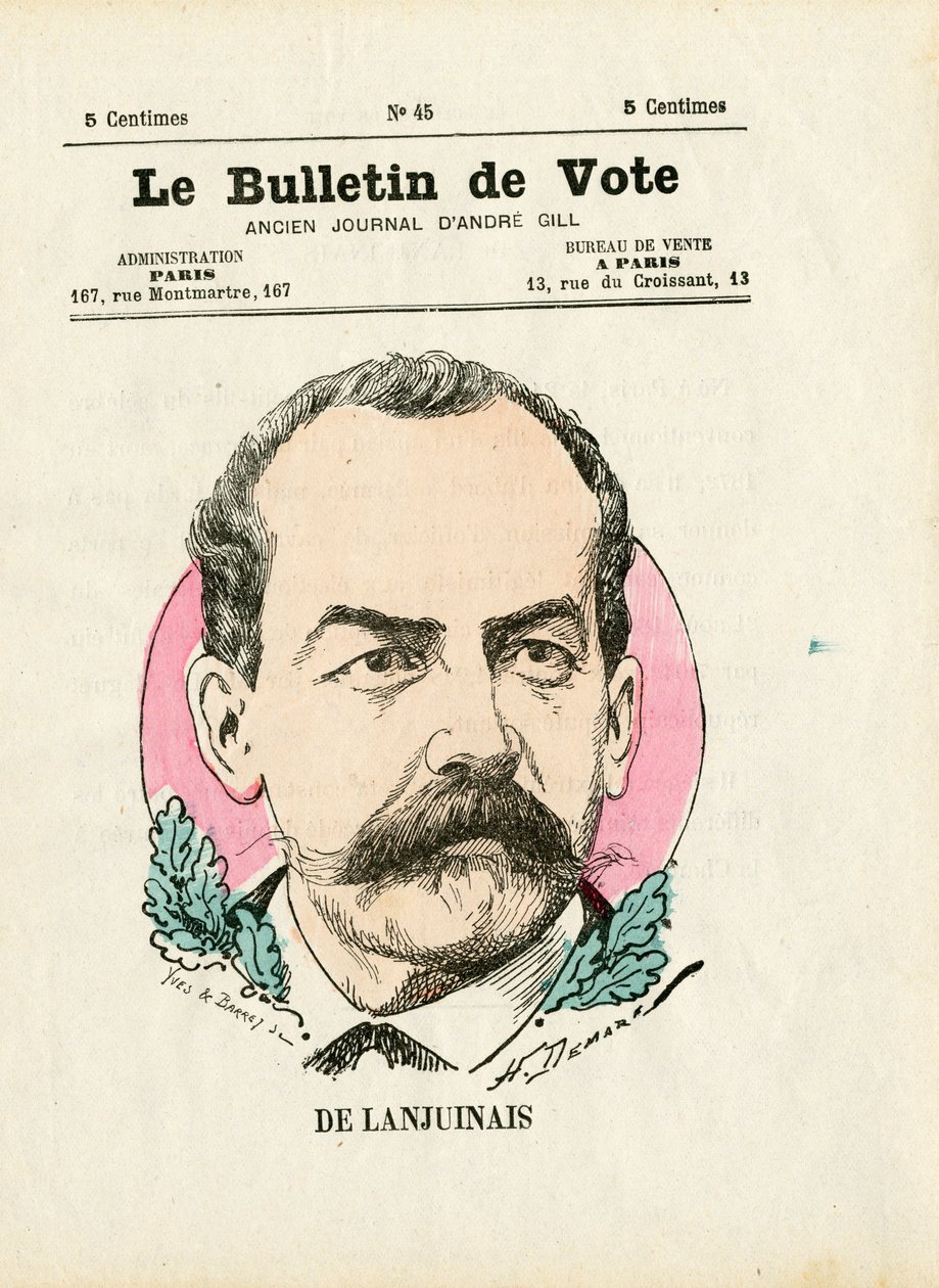Votação 2ª série, Satirique en Colours: De Lanjuinais - Ilustração de Henri Demare (1846-1888) de Henri Demare