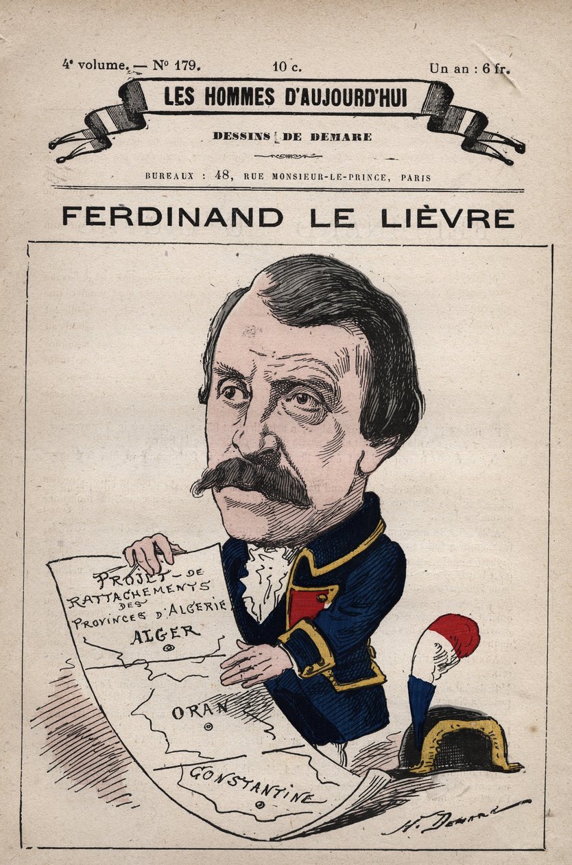 Desenho animado de Ferdinand Le Lievre (Lelievre) (1799-1886) Senador inglês na Argélia de 