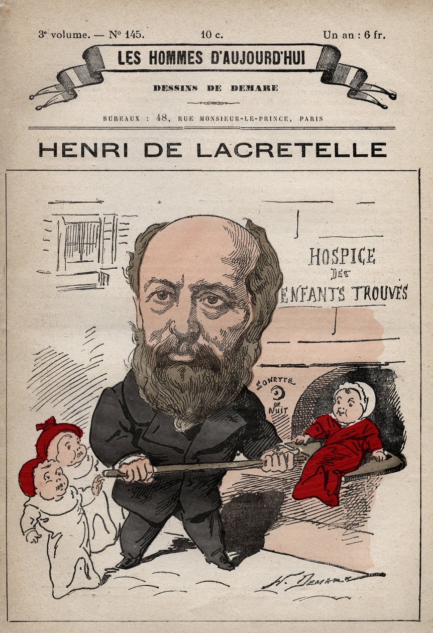 Desenho animado de Henri de Lacretelle (1815-1899) político francês, escritor - de 