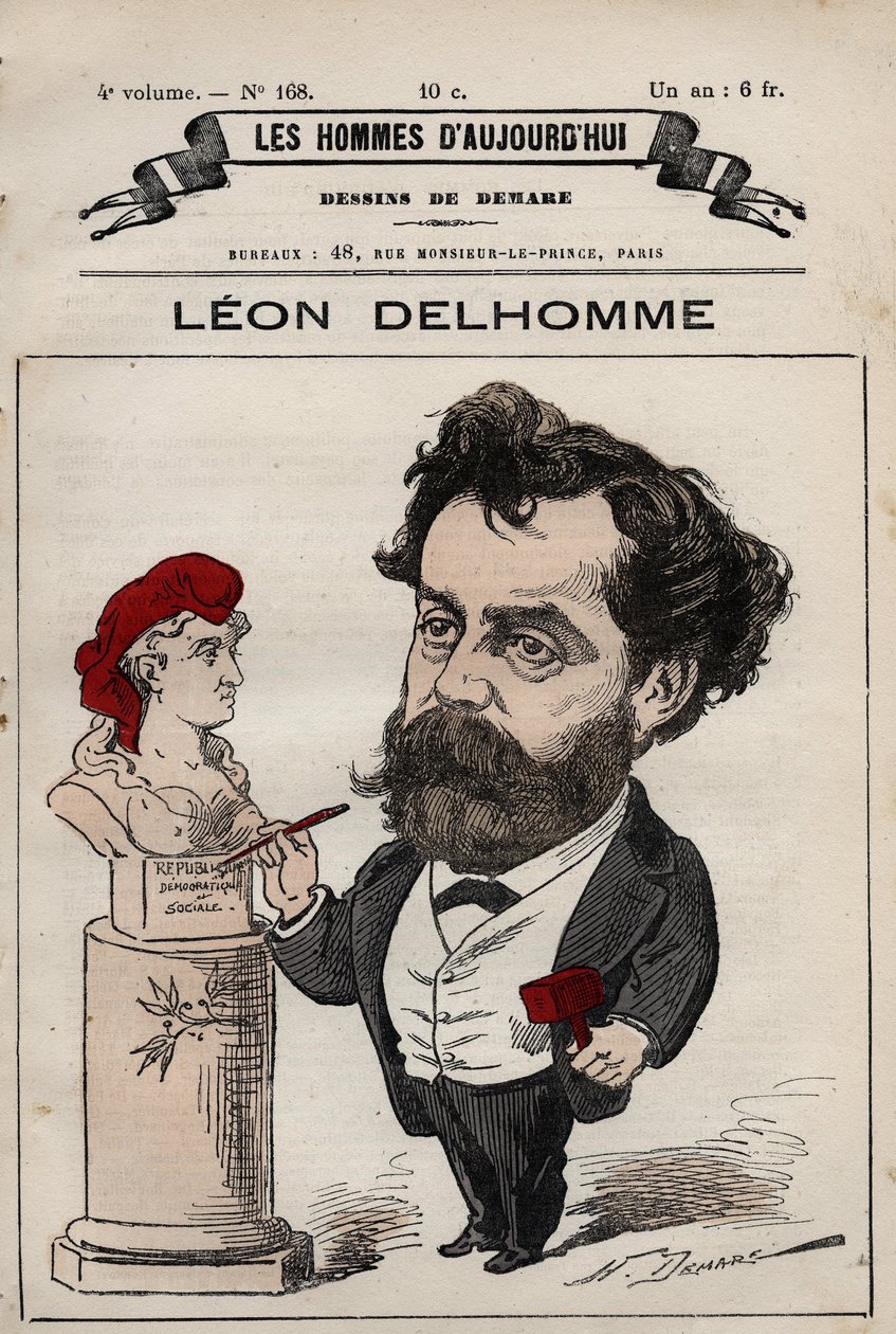 Desenho animado de Leon Alexandre Delhomme (1841-1895) Escultor francês de 