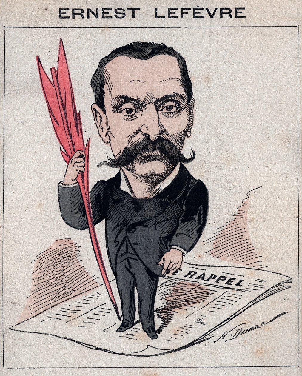François Ernest Lefevre (1833 -1889), advogado e presidente político do Conselho Municipal e deputado de Paris - caricatura de Henri Demare em "Les Hommes d