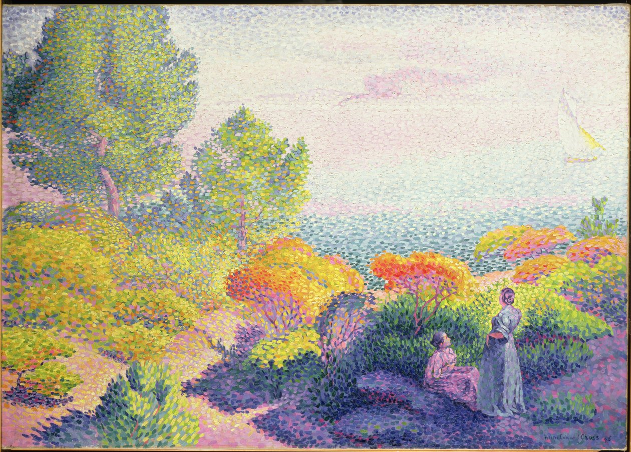 Paisagem com duas mulheres, 1895 de Henri Edmond Cross