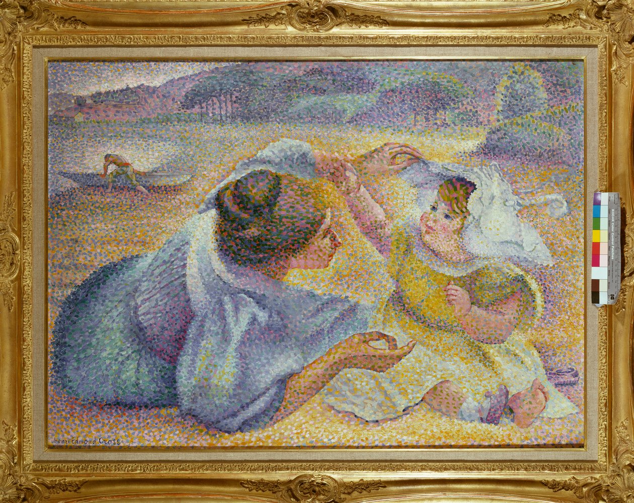 Mãe brincando com seu filho, c.1897 de Henri Edmond Cross