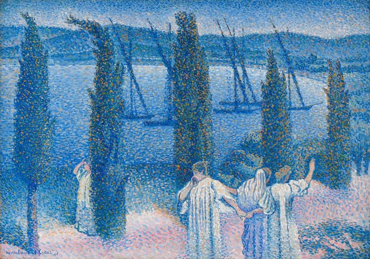 Noturno com ciprestes Cypress Nocturne, 1896. de Henri Edmond Cross