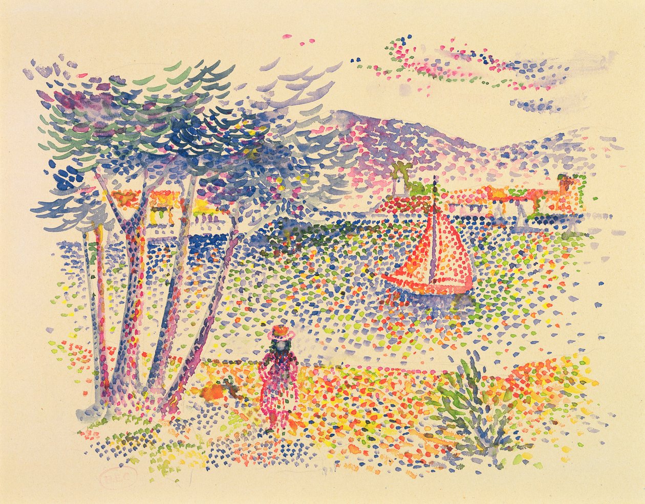 Barcos à vela à beira-mar de Henri Edmond Cross