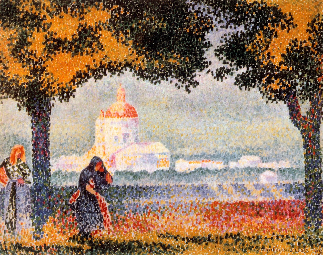 A Igreja de Santa Maria degli Angely Perto de Assis, 1909 de Henri Edmond Cross