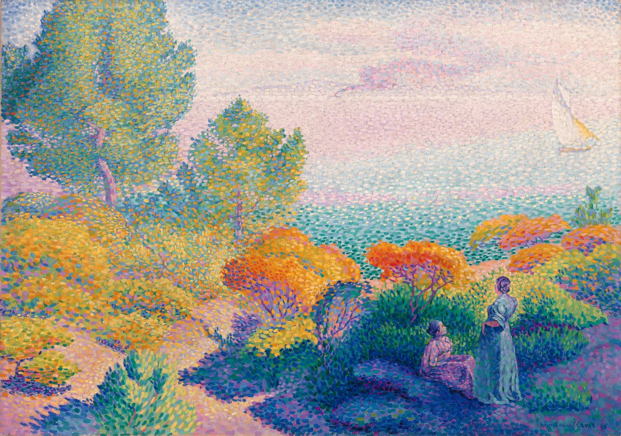 Duas mulheres à beira-mar, Mediterrâneo de Henri Edmond Cross