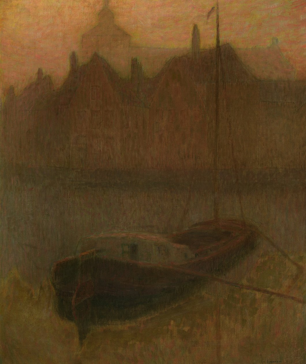 Barco no Canal (Manhã) (óleo sobre tela) de Henri Eugene Augustin Le Sidaner