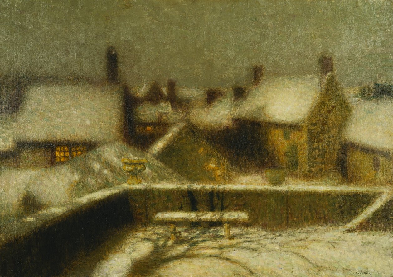 Gerberoy na neve; Gerberoy Under the Snow, c.1900 (óleo sobre tela) de Henri Eugene Augustin Le Sidaner