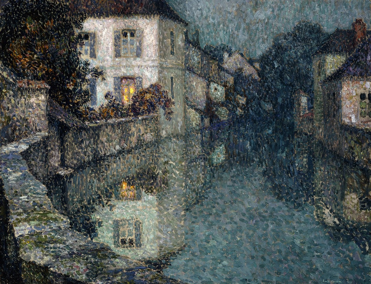 Casas no Canal, Nemours; Casas no Canal, Nemours de Henri Eugene Augustin Le Sidaner