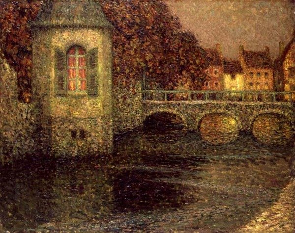 Noite na Normandia (óleo sobre tela) de Henri Eugene Augustin Le Sidaner