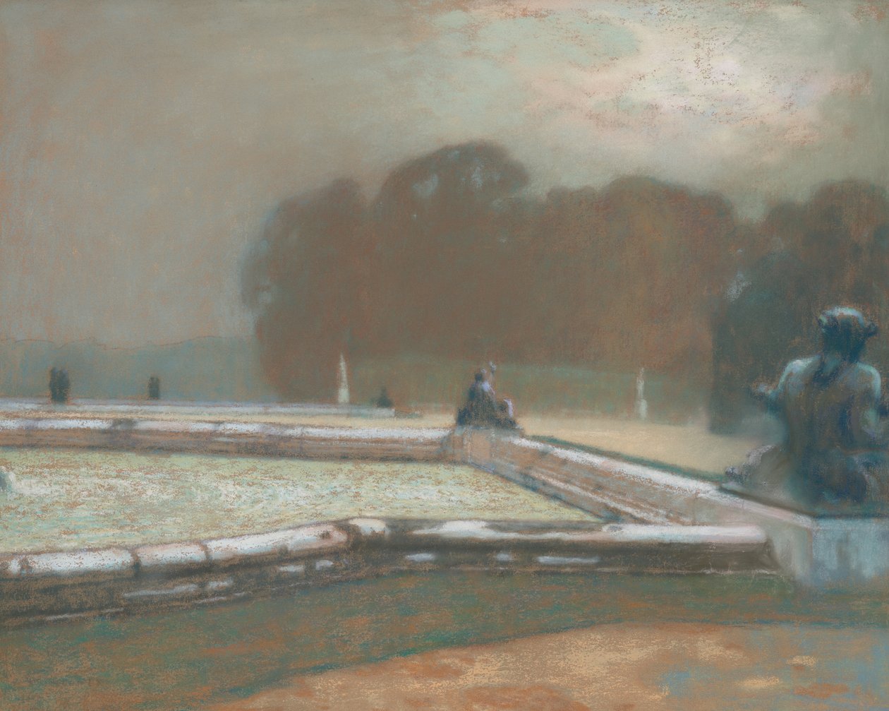 Estátuas, o jardim em Versalhes, 1900 de Henri Eugene Augustin Le Sidaner