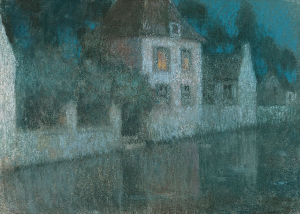 O Canal para Nemours; Le Canal a Nemours de Henri Eugene Augustin Le Sidaner