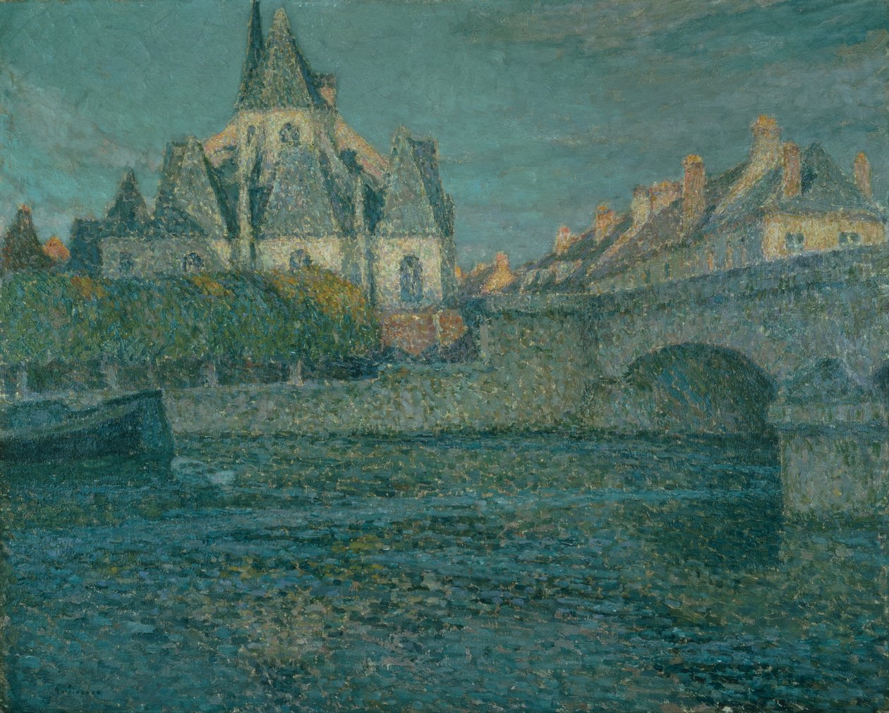 A Igreja em Nemours, França de Henri Eugene Augustin Le Sidaner
