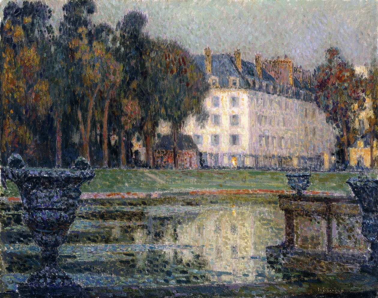 A Fonte de Netuno no Crepúsculo de Henri Eugene Augustin Le Sidaner