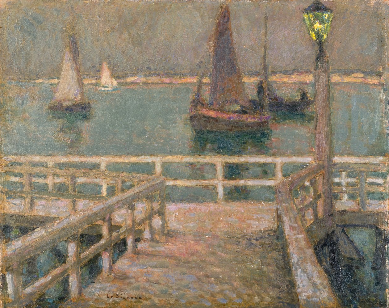 O Cais (óleo) de Henri Eugene Augustin Le Sidaner