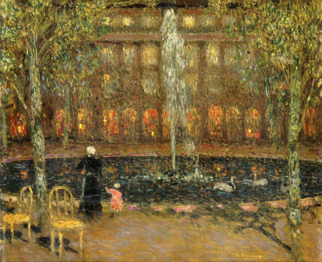 A lagoa do Palais Royal; A Bacia do Palácio Real de Henri Eugene Augustin Le Sidaner