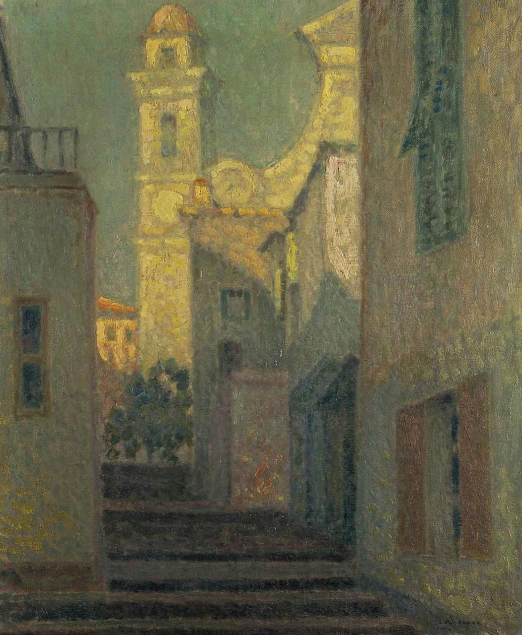 A Rua da Igreja, Villefranche-sur-Mer de Henri Eugene Augustin Le Sidaner