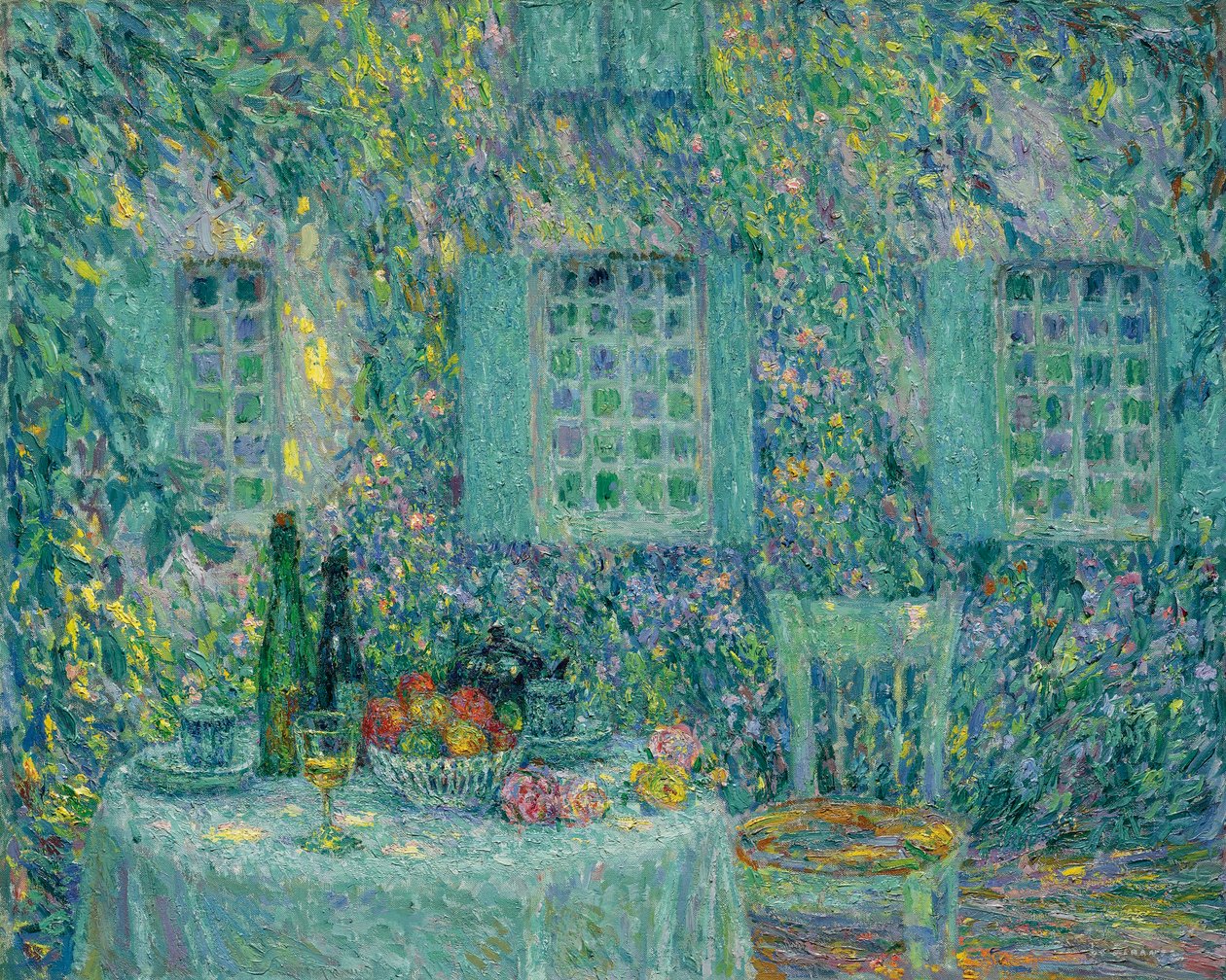 A Mesa. The Sun on the Leaves, Gerberoy - Peinture de Le Sidaner, Henri (1862-1939) de Henri Eugene Augustin Le Sidaner