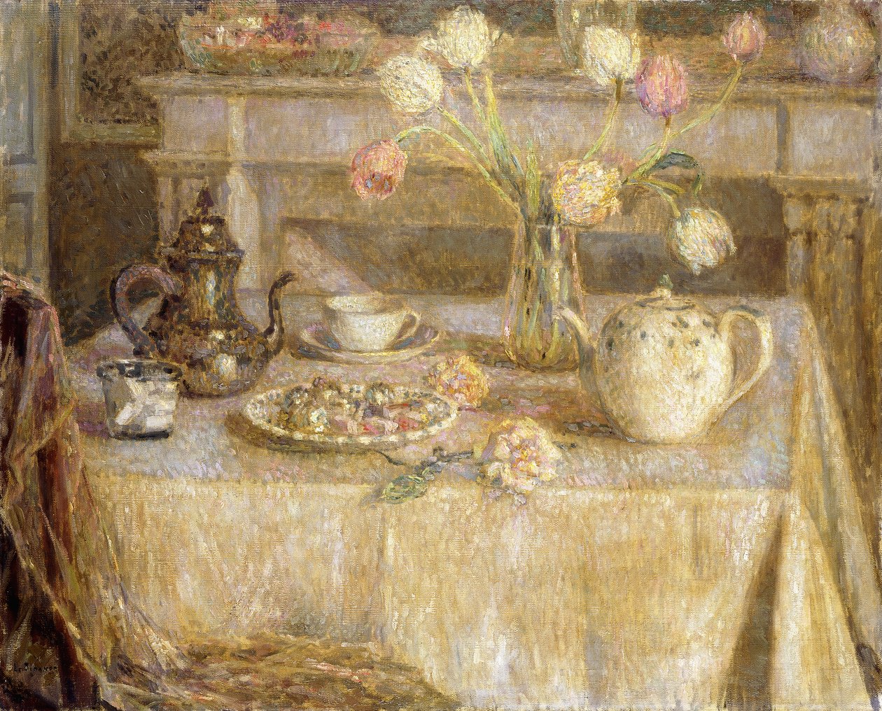A toalha de mesa branca; Toalha de Mesa Branca de Henri Eugene Augustin Le Sidaner