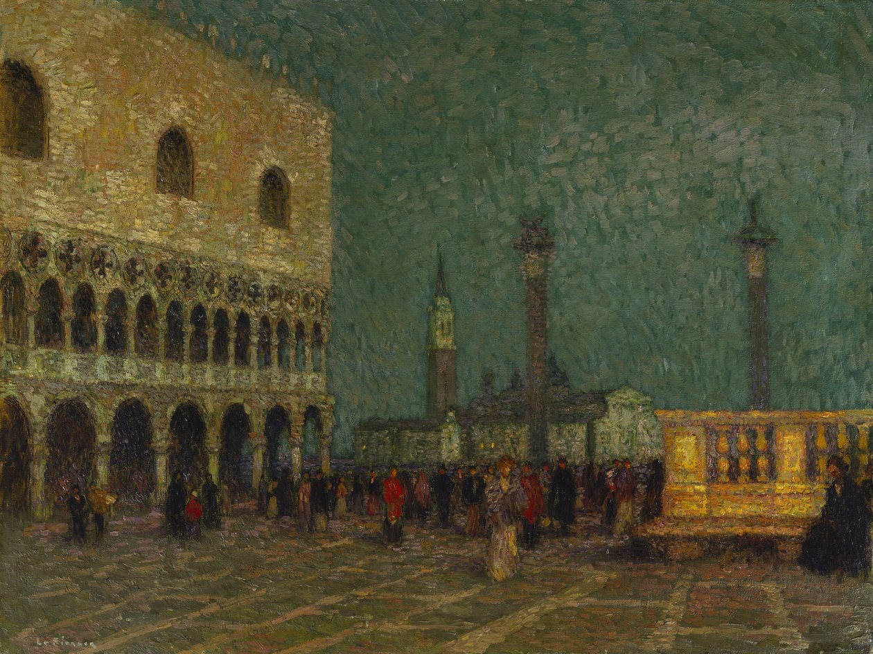 Veneza, Praça de São Marcos, c.1914 (óleo sobre tela) de Henri Eugene Augustin Le Sidaner