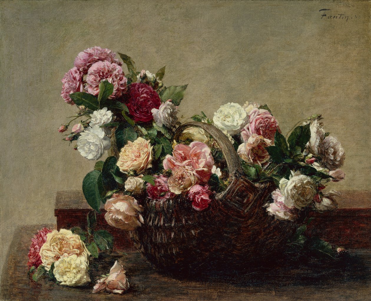 cesta de rosas de Ignace Henri Jean Fantin Latour