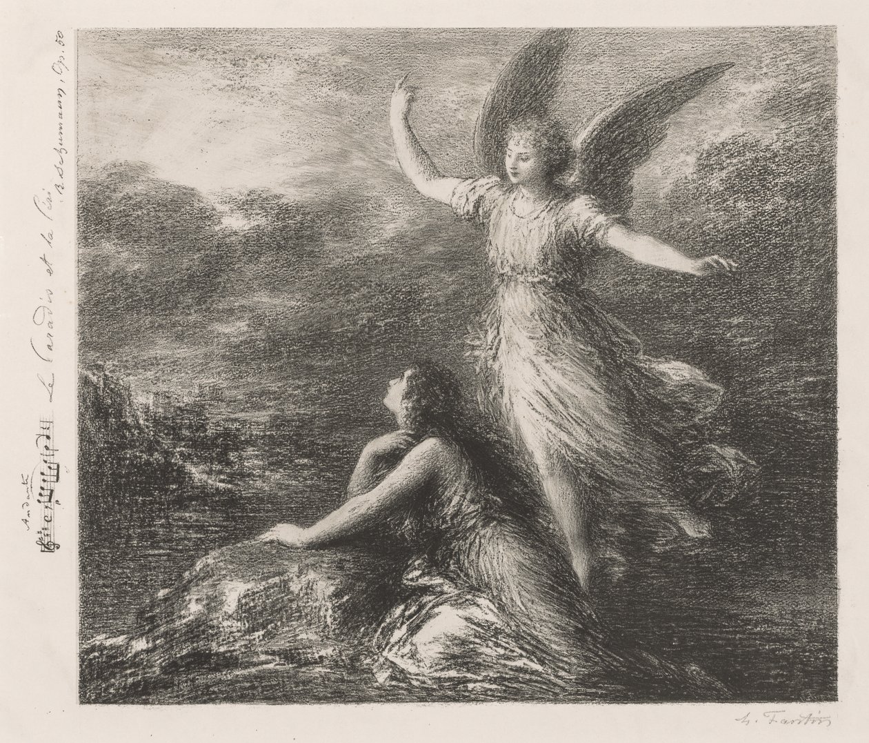 Estreia do Paraíso e do Peri (Segunda Placa) de Henri Fantin-Latour