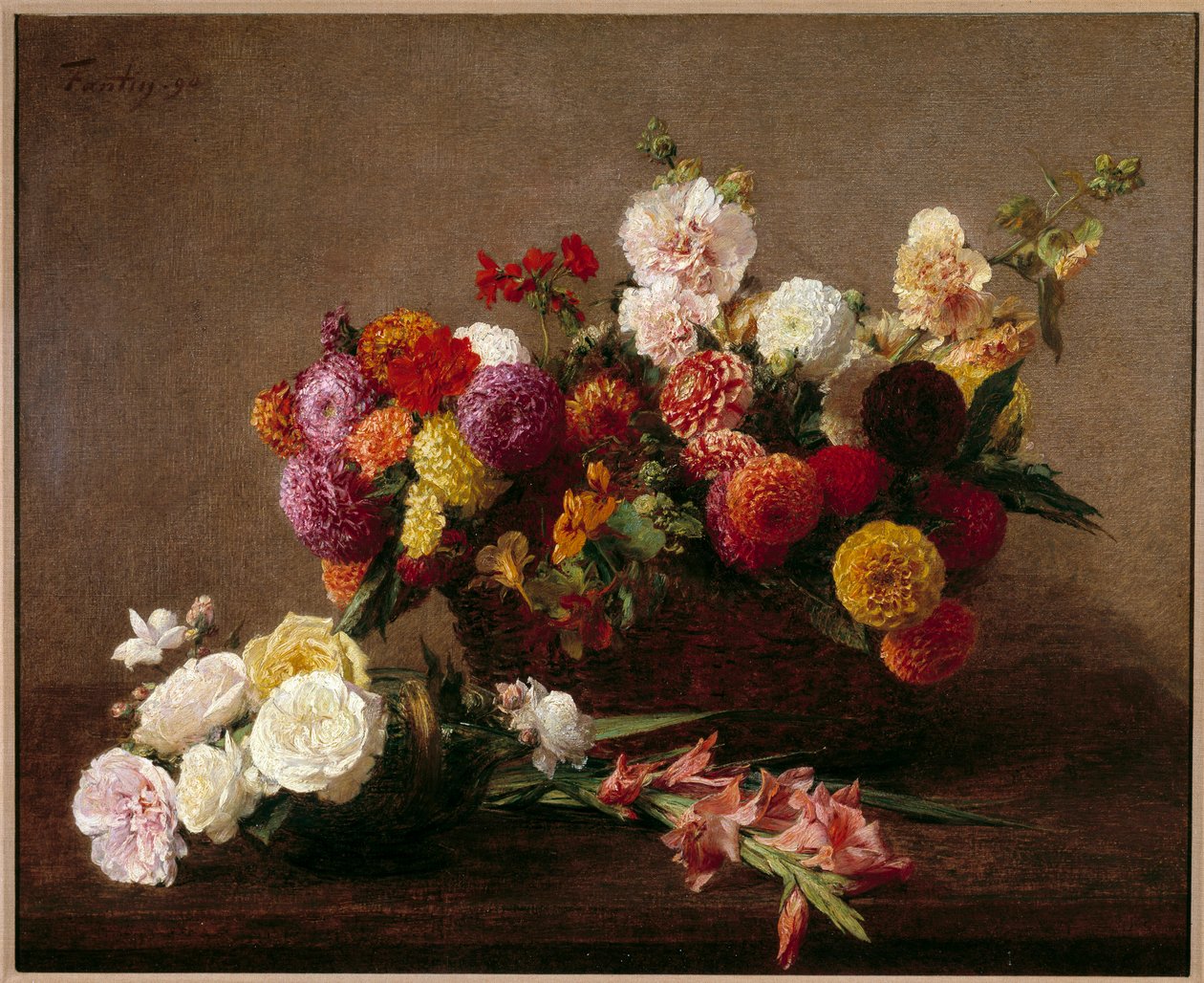 Aqui estão as flores do meio do verão Pintura de Henri Fantin Latour de Ignace Henri Jean Fantin Latour