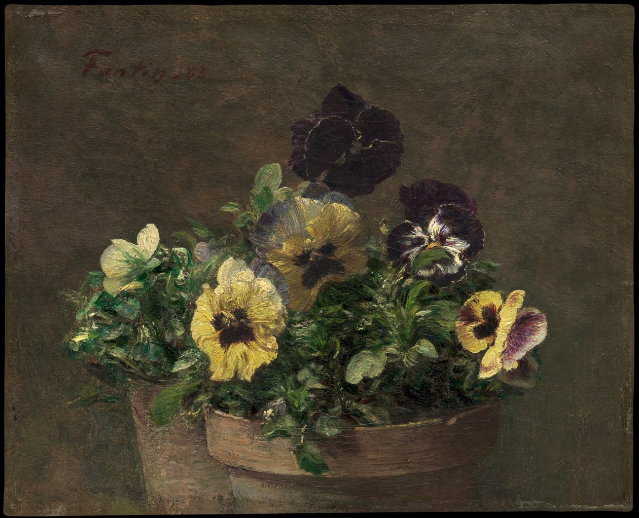 Amor-perfeito em vaso de Henri Fantin-Latour