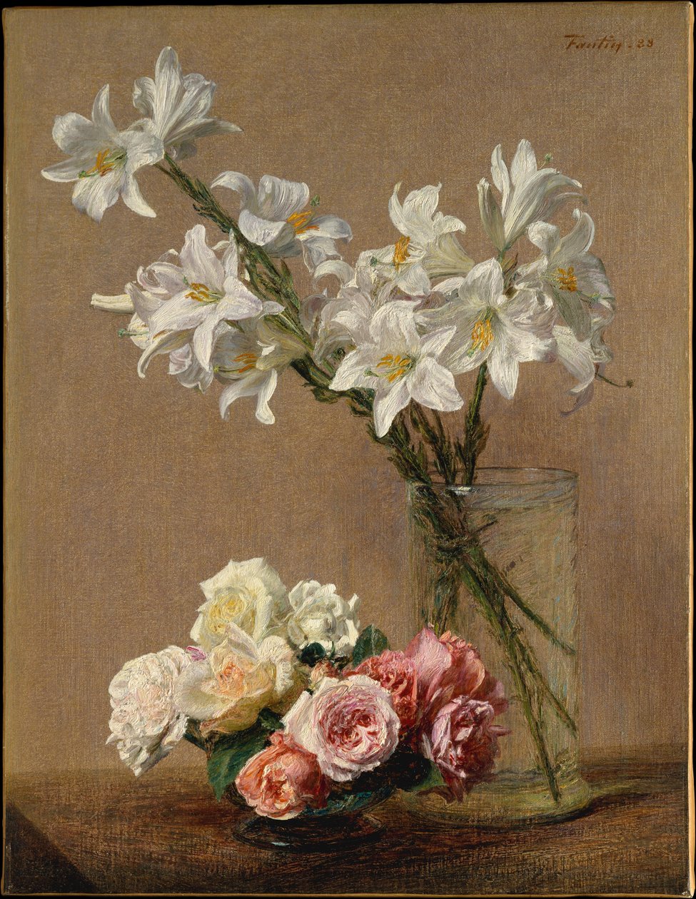 Rosas e lírios de Henri Fantin-Latour