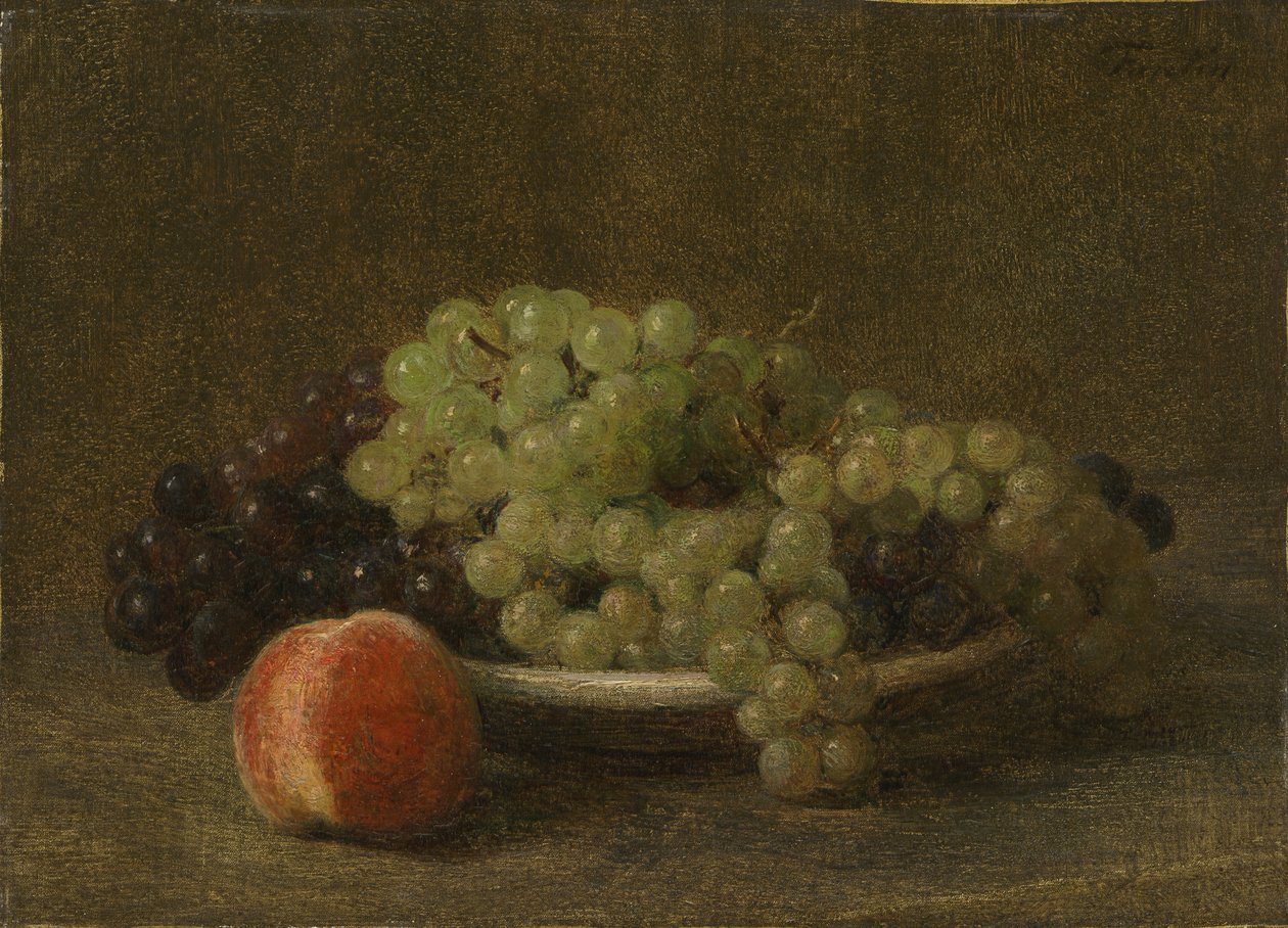 Natureza-morta com uvas e um pêssego de Henri Fantin-Latour