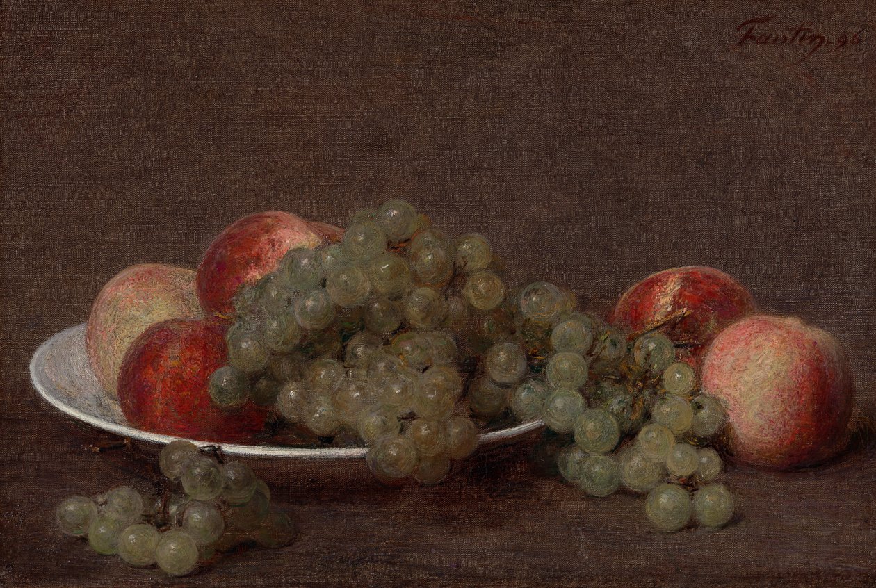 Natureza morta com pêssegos e uvas de Henri Fantin-Latour