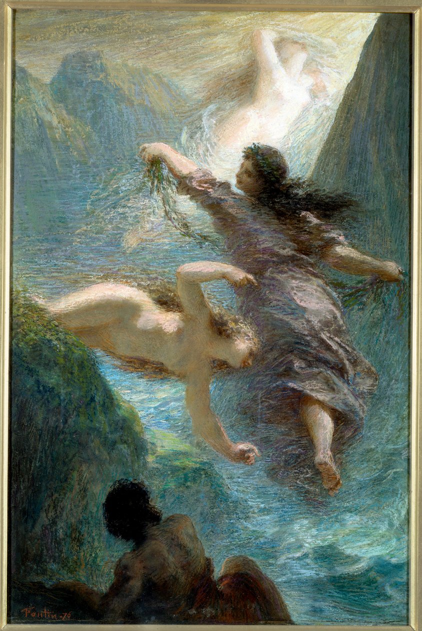 As raparigas do Reno. Pastel de Henri Fantin Latour (Fantin-Latour de Ignace Henri Jean Fantin Latour